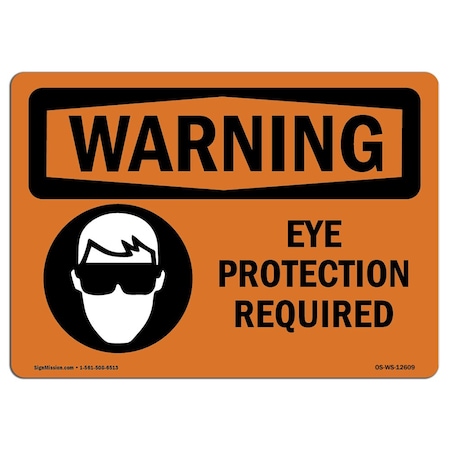 OSHA WARNING Sign, Eye Protection Required, 5in X 3.5in Decal, 10PK